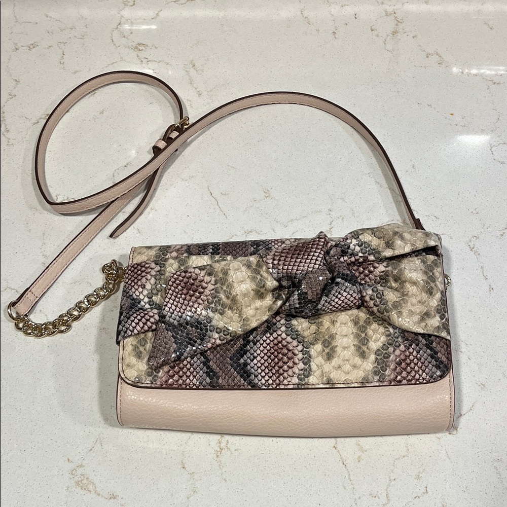 Anne Klein Beige and Brown Snakeskin Crossbody Bag